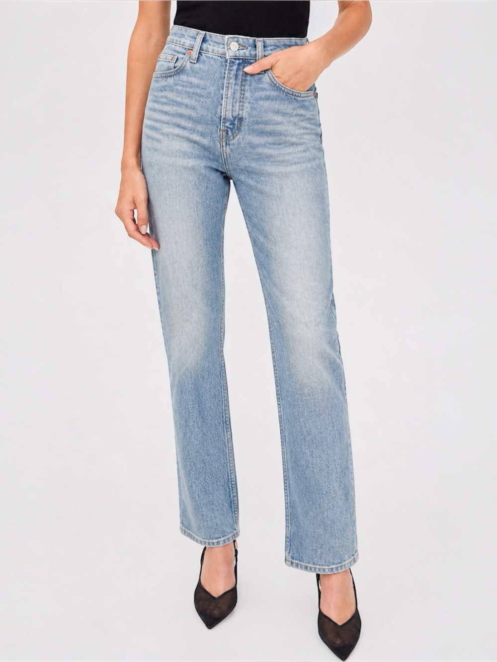 REFORMATION Jax Stretch High Rise Straight‎ Jean in Lyra